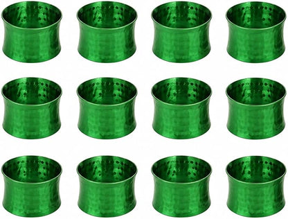 ITOS365 Green Napkin Rings Set of 12, Handmade Hammered Metal Napkin Ring - Image 2