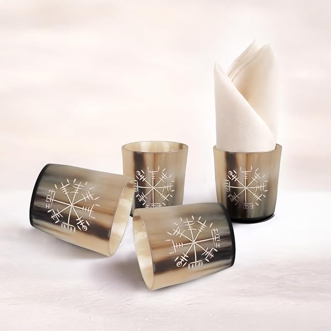 Handicrafts Home Viking Horn Shot Glasses Set of 4, Handmade Natural Ox Horn - Image 3