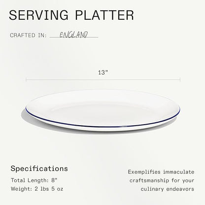 Made In Cookware - Serving Platter - White With Navy Rim- Porcelain England