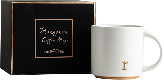 COLLECTIVE HOME Ceramic Coffee Mug, 15 oz Monogram Cup - Image 4