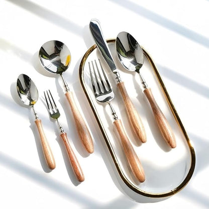 6-Piece Vintage Luxury 18/10 Stainless Steel Silverware Set - Image 2