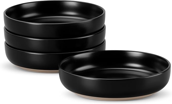 LIANYU Pasta Salad Bowls Set of 4, 33oz Stoneware Serving Kitchen Bowl by LIANYU