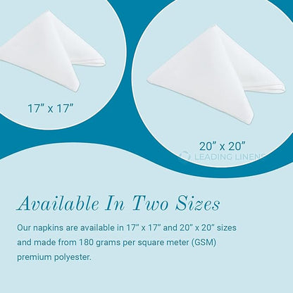 Polyester Cloth Napkins - Washable Soft Table Linens - Durable & Elegant for Dining, Restaurants, Weddings, Events, Rentals, Banquets, & Parties - Premium Quality Set of 250, White, 17"x17"