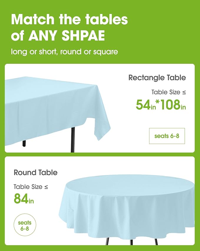 Pureegg Plastic Table Cloth Disposable 12 Pack, 54 x 108 Inch Table Cloths - Image 2