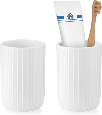 Bathroom Tumbler Cup Ceramic 2Pcs 12.6oz Reusable Toothbrush Cup 375ml by UHEYHOME