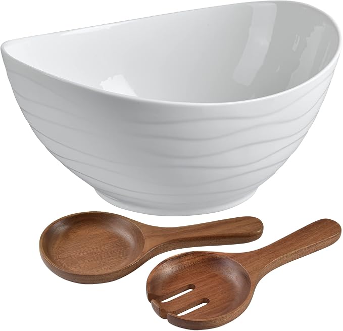 KITEISCAT Extra Large Elegant Ceramic Oval Salad Bowl Set by KITEISCAT