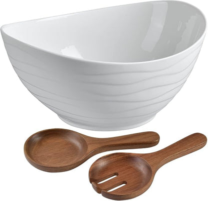 KITEISCAT Extra Large Elegant Ceramic Oval Salad Bowl Set by KITEISCAT