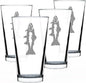 Bevvee Trout - Pint Glass for Beer - Trout Fishing Gifts for Fisherman - Fun Fish Cups & Lake House Decor - Set of 4-16 oz