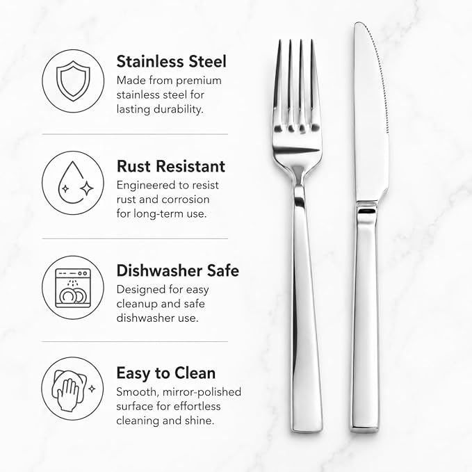 SANTUO 12-Piece Stainless Steel Dinner Knife and Fork Set - Image 3