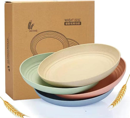LRUUIDDE Unbreakable Cereal Dinner Plate, 9 Inch Wheat Straw Deep Reusable by LRUUIDDE