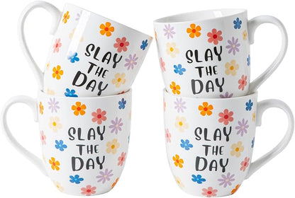 16OZ Ceramic Slay the Day Coffee Mugs Set, Large Colorful Coffee Cups by MVYAVYUS
