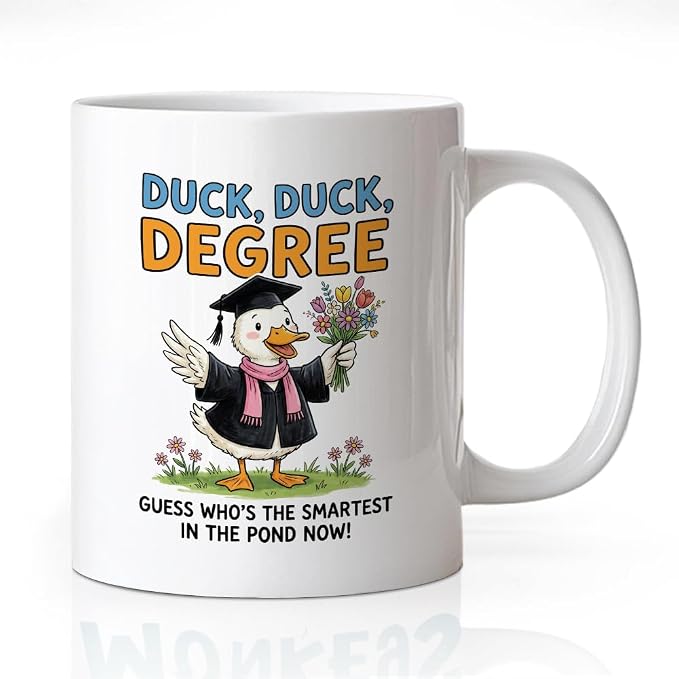Guess Who's The Smartest In The Pond Now 11 oz Mug, Cute Graduate Goose Design by Unknown