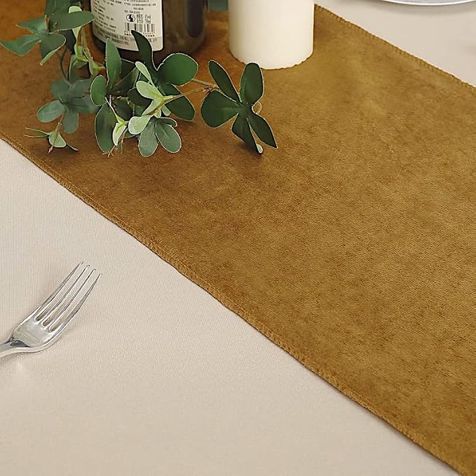 10 pcs 12x108-Inch Gold Premium Velvet Table Runners Wedding Reception Catering - Image 4