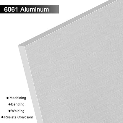 6061 T651 Aluminum Sheet Metal 10 x 14 x 1/4 (6MM) Inch Thick Flat Plain Aluminum Plate Covered with Protective Film, Heat Treatable Rectangle 6MM Aluminum Metal Plate for Industrial