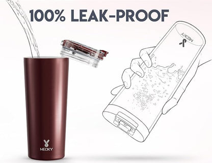 Meoky 24 oz Insulated Travel Coffee Mug: Leak Proof Lid, Mahogany | Stainless - Image 5