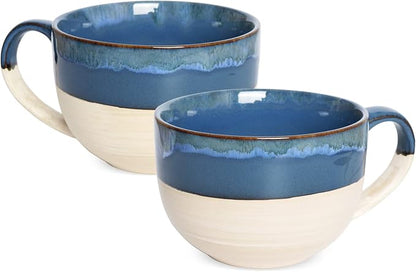 Ceramic Jumbo Coffee Mug Set of 2, 23 Oz, Large Mug Soup Bowls by Bosmarlin