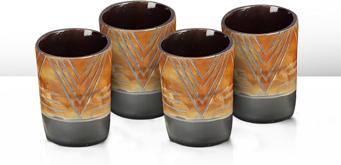 Handicrafts Home Viking Horn Shot Glasses Set of 4, Handmade Natural Ox Horn by HandicraftsHome