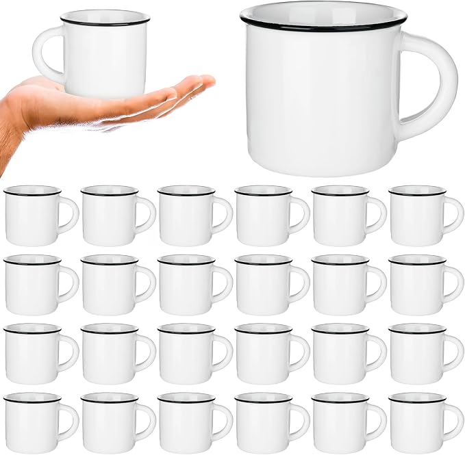 Uiifan 24 Pcs Ceramic White Coffee Mugs Bulk Vintage Espresso Mug Mini Tea Cups by Uiifan