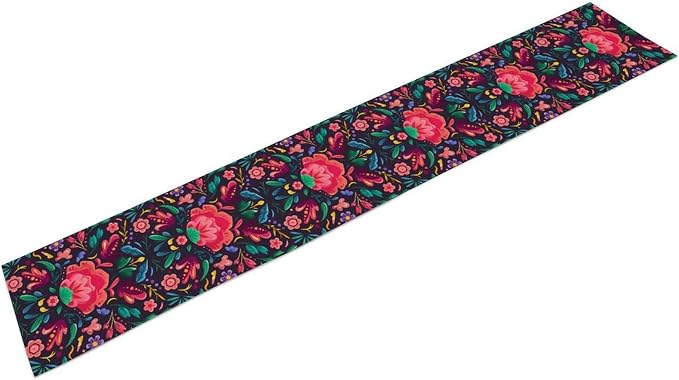 YCness Mexican Fiesta Table Runner Colorful Floral Plants Traditional Pattern - Image 9