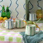 Striped Ceramic Coffee Mug Set of 4 by DelightsGalore