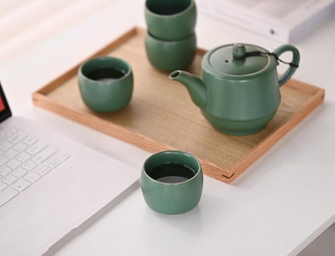 Rural Style Small Ceramic Espresso Cups Set of 4 Coffee Mugs 5oz Green | Tea - Image 8