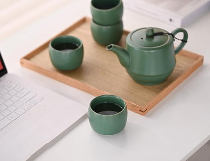 Rural Style Small Ceramic Espresso Cups Set of 4 Coffee Mugs 5oz Green | Tea - Image 8