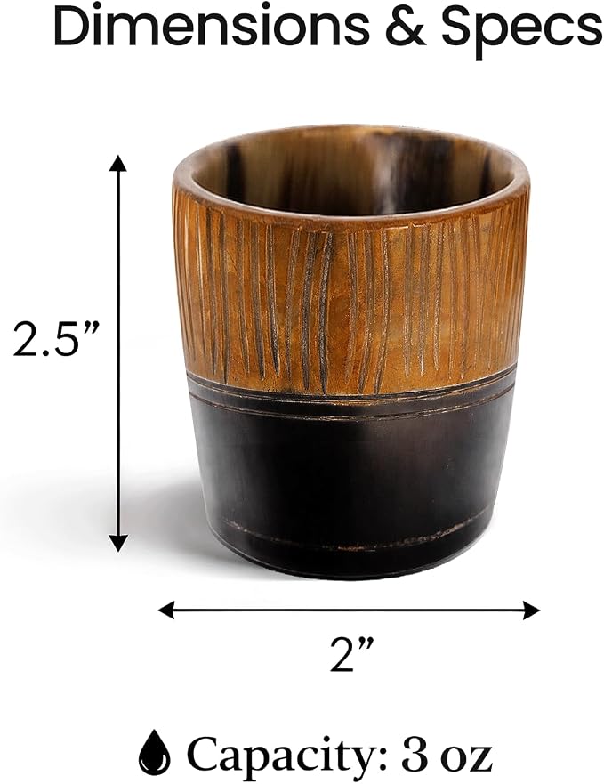Handicrafts Home Viking Horn Shot Glasses Set of 8, Handmade Natural Ox Horn - Image 2