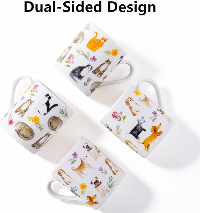 Mini Espresso Cups Set of 4, 3.5oz Porcelain Espresso Shot Cups, Cute Dog and - Image 6