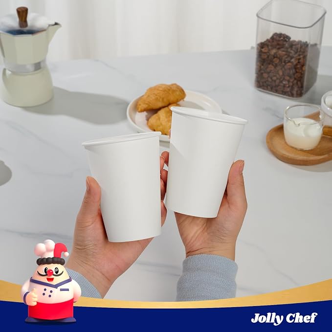 JOLLY CHEF 12 oz Paper Coffee Cups 100 Pack, Disposable Hot Paper Cups - Image 6