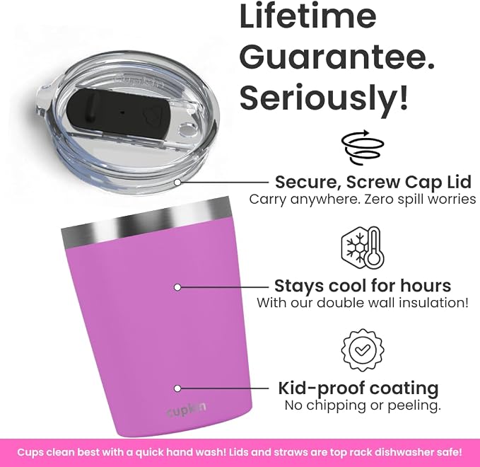 CUPKIN Cups with Lids and Straws, The Original 8 oz Stackable Stainless Steel - Image 3