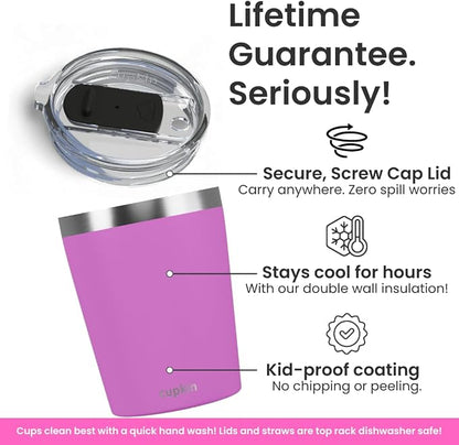 CUPKIN Cups with Lids and Straws, The Original 8 oz Stackable Stainless Steel - Image 3