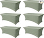 Spandex Table Cloths for 8 Foot Rectangle Tables-6 Pack Fitted Stretch Sage Table Covers-Elastic Folding Tablecloths for Party, Vendor Booth Display, Banquet Buffet Event, Craft Trade Show