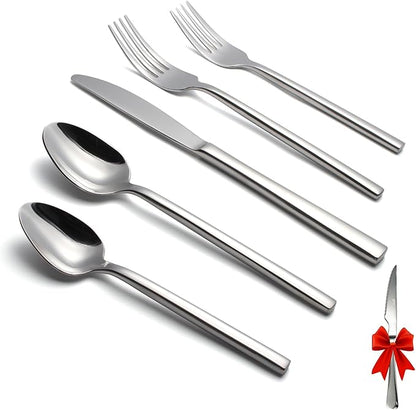 Silverware Set for 4,20 Pieces Forged Stainless Steel Flatware Set Cutlery Set,Heavy Duty and Modern Desgin,Fancy Tableware Cutlery Set for Home,Restaurant,Mirror Polished,Dishwasher Safe