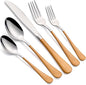 20-Piece Orange Silverware Set 18/0 Stainless Steel Silverware Set Orange Handle Cutlery Set Service for 4 Dinner Knives Forks Spoons Set Flatware Set Finish Dishwasher Safe