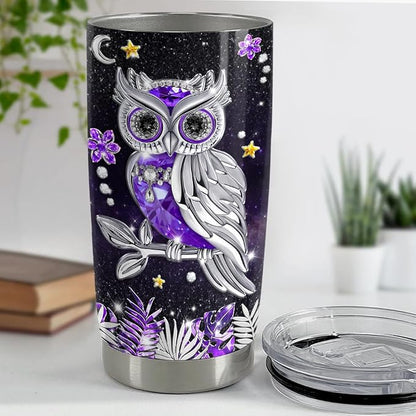 SANDJEST Owl Tumbler 20oz Jewelry Drawings Stainless Steel Insulated Tumblers - Image 4