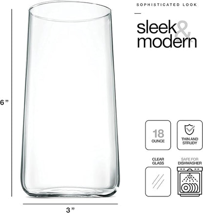 BENETI Modern Crystal Glass Cups, Tall Highball Drinking Glasses Set of 4 | - Image 8