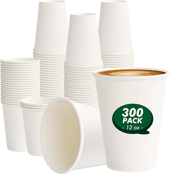 12 oz Paper Coffee Cups, 300 Pack, Hot Coffee Cup, To Go Cups, by CELLURA