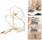 Kitchen Pot Lid Storage Rack, Pot Lid Holder for Countertop, Pot Lid Organizer Rack with Tray, Lid And Spoon Rest, Multifunctional Stand for Stove Top Kitchen Accessories (Beige, Double-layer)