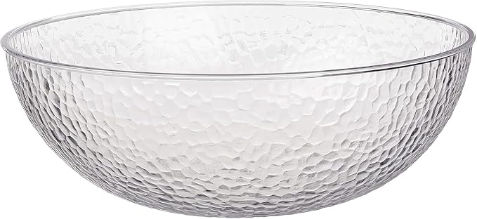 Lillian Collection Stunning Clear Plastic Round Hammered Bowl by Lillian