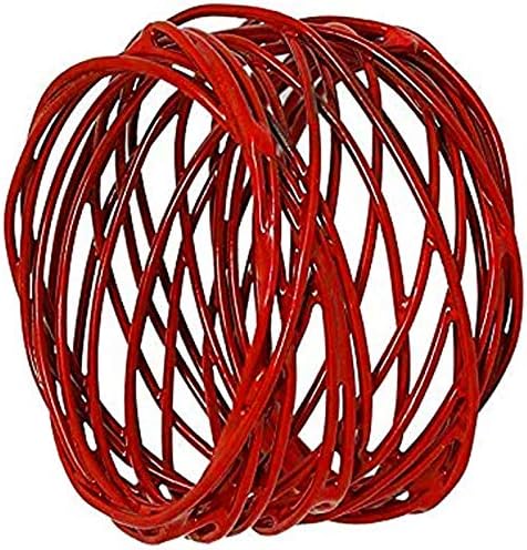 ITOS365 Handmade Round Red Mesh Napkin Rings Set of 6 Holder - Image 6