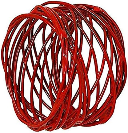 ITOS365 Handmade Round Red Mesh Napkin Rings Set of 12 Holder - Image 4