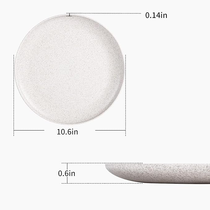 MISS BIG Wheat Straw Plates Set of 4, 10 Inch White Dinner Plates, BPA Free | - Image 6