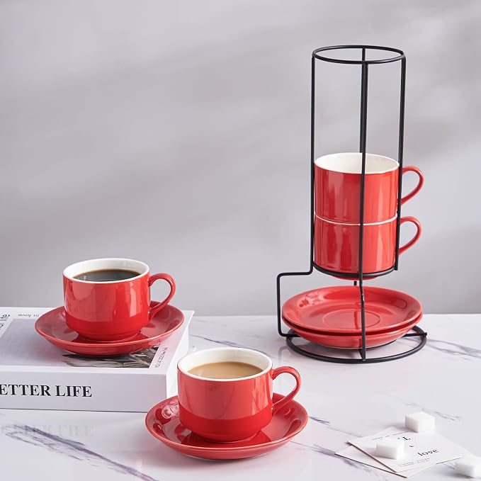 YOLIFE 8oz Porcelain Stackable Cappuccino Cups - Image 5