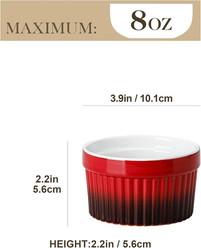 MALACASA Ramekins 8 oz Oven Safe, Large Ceramic Souffle Dishes - Image 2