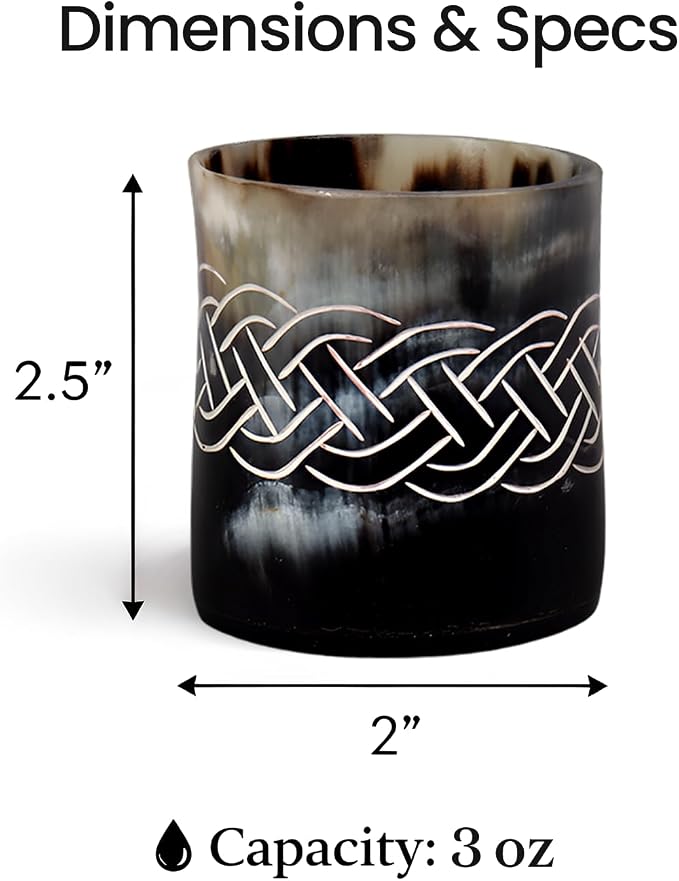 Handicrafts Home Viking Horn Shot Glasses Set of 4, Handmade Natural Ox Horn - Image 2