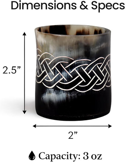 Handicrafts Home Viking Horn Shot Glasses Set of 4, Handmade Natural Ox Horn - Image 2