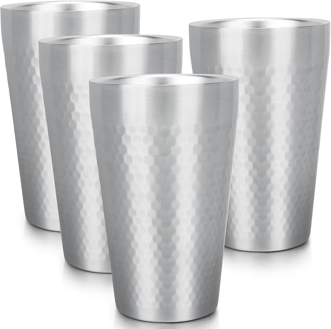 Beasea Stainless Steel Cups 15 oz, 4 Pack Large Stackable Stainless Steel by Beasea