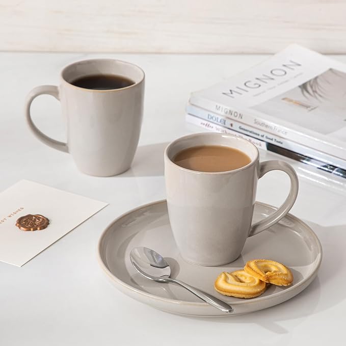 vancasso PLAYA Ceramic Coffee Mug Set of 6, 12 Oz Tea Cups - Image 5