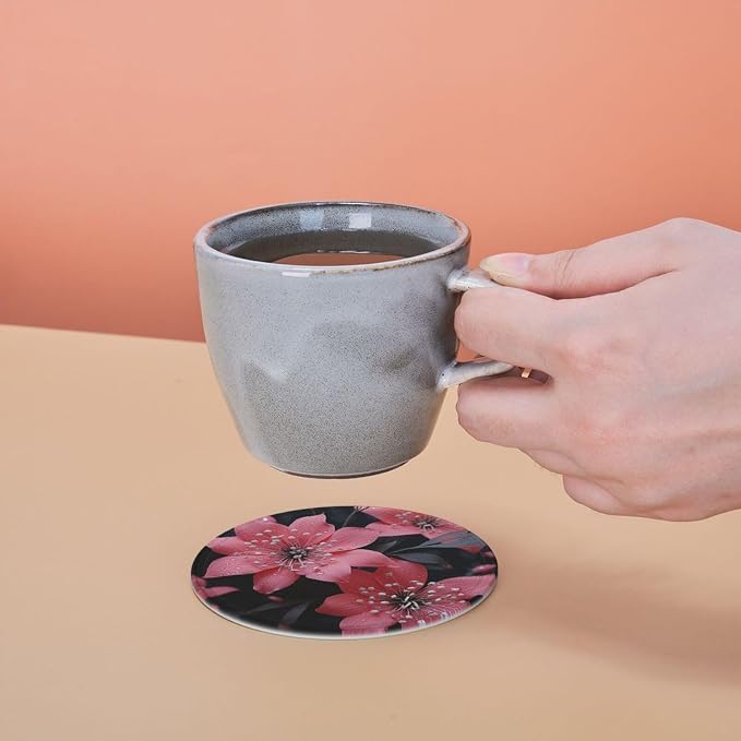6Pcs PU Leather Coaster for Drinks, Aesthetic Drink Coasters for Coffee Table - Image 5