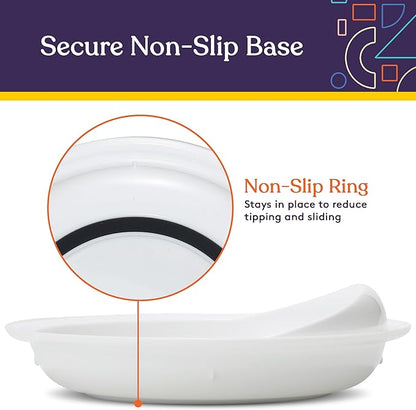 Special Supplies Adaptive Spill-Proof Scoop Plates- Dishes with Wall for Disabled, Handicapped, Elderly Adults with Special Needs from Parkinson's, Arthritis, Dementia, Stroke, Tremors- 2 Pack (White)